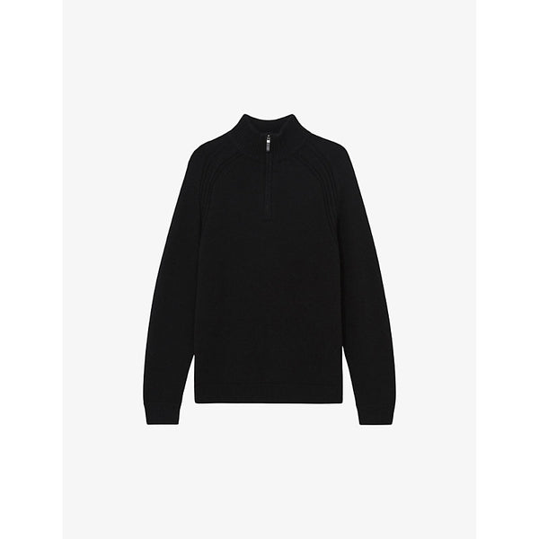 Reiss Roberts seam-detail half-zip wool knitted jumper