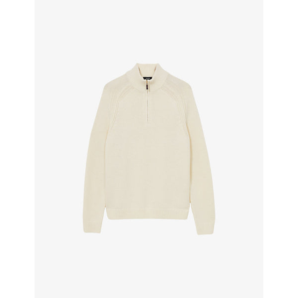 Reiss Roberts seam-detail half-zip wool knitted jumper