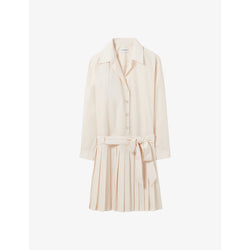 Claudie Pierlot Pleated-skirt belted cotton-blend shirt dress | CLAUDIE PIERLOT