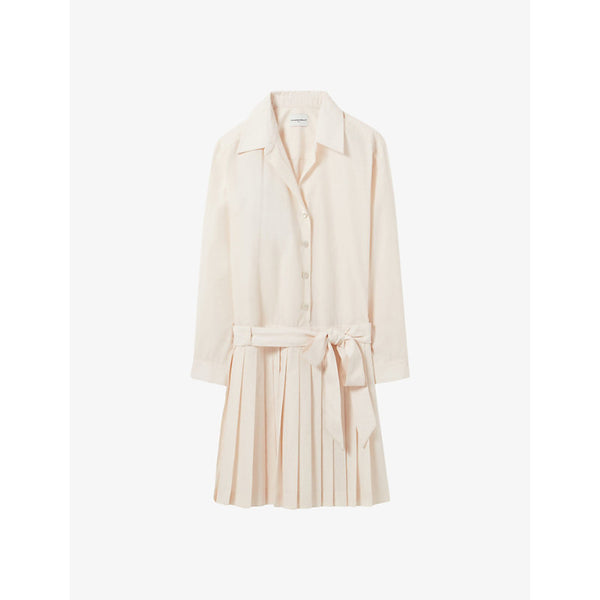 Claudie Pierlot Pleated-skirt belted cotton-blend shirt dress | CLAUDIE PIERLOT