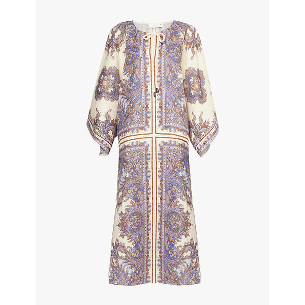 Zimmermann Ottie printed kaftan linen midi dress