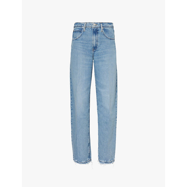  Frame Low Slung Barrel distressed straight-leg high-rise recycled-denim jeans