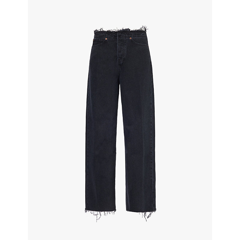  Frame Le Low Baggy raw-trims wide-leg low-rise recycled-denim jeans