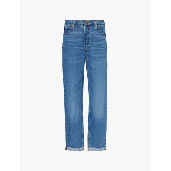  Frame Le Mec faded-wash straight-leg high-rise recycled-denim jeans