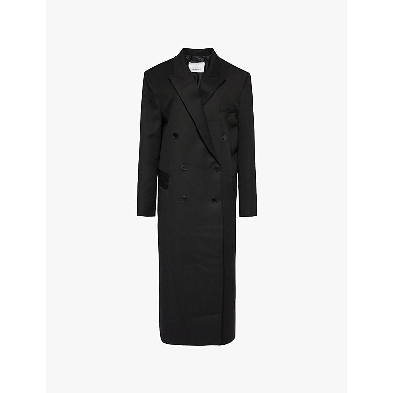 Womens The Frankie Shop Jane long double-breasted twill coat