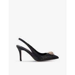 Kurt Geiger London Belgravia rhinestone-embellished satin slingback courts