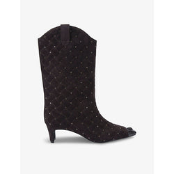 Kurt Geiger London Regent crystal-embellished heeled suede calf boots