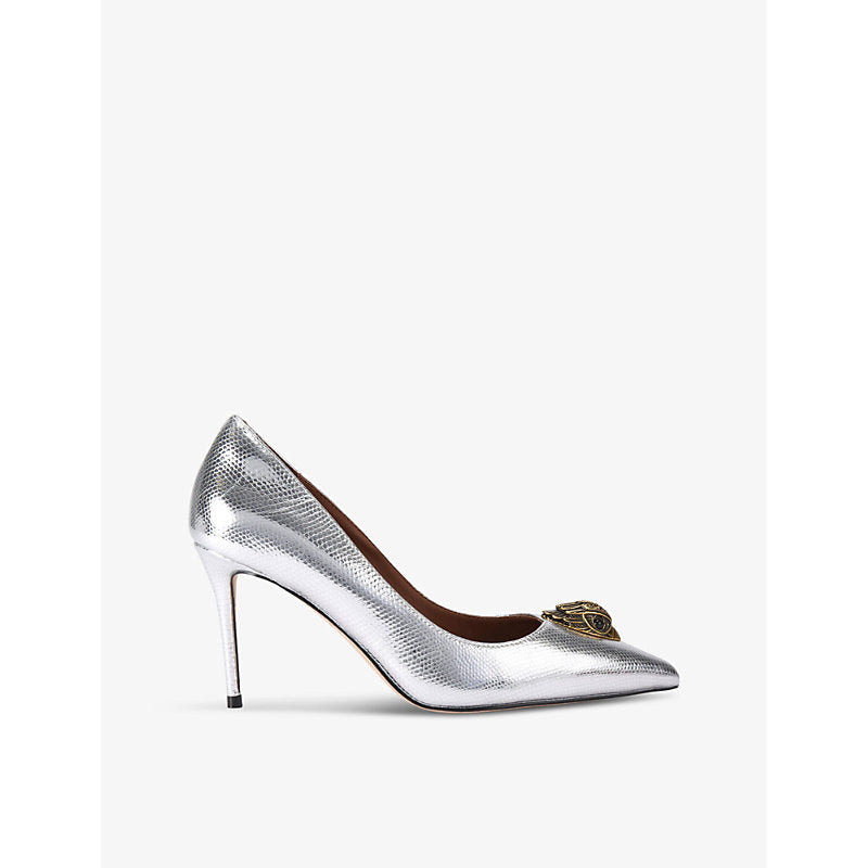 Kurt Geiger London Belgravia snakeskin-embossed metallic-leather courts | Kurt Geiger London