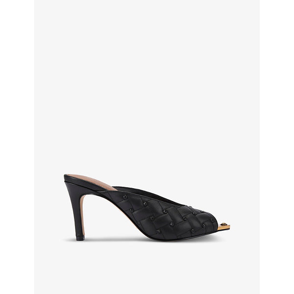 Kurt Geiger London Regent crystal-embellished peep-toe leather heeled courts