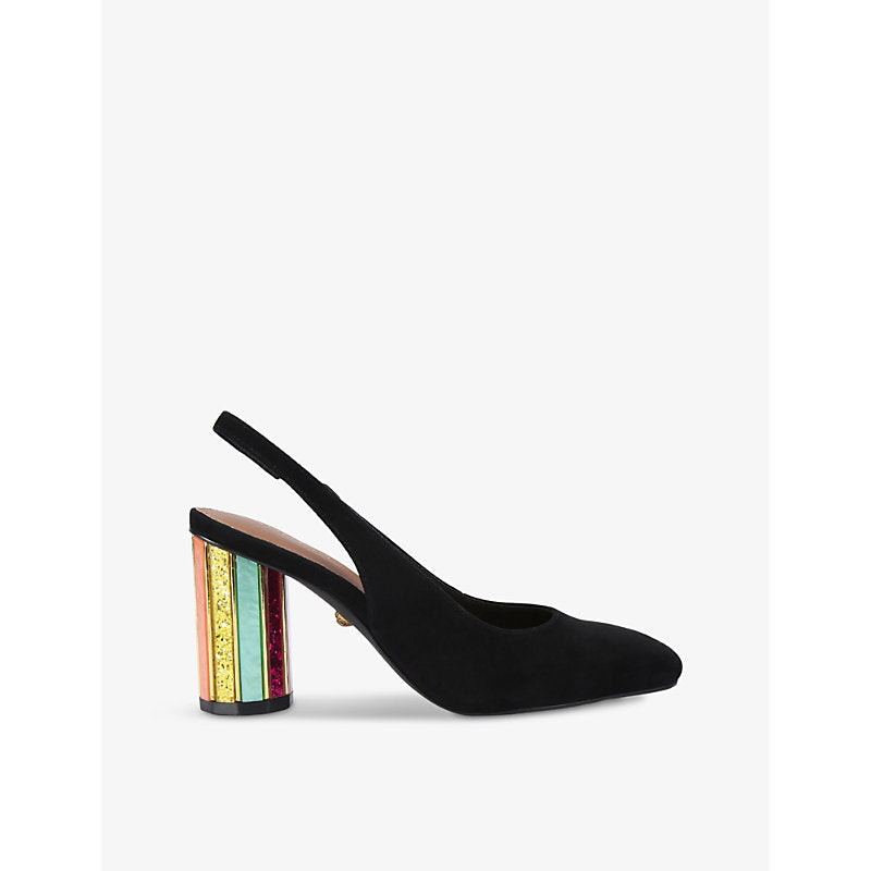 Kurt Geiger London Perspex-heel suede heeled slingback courts