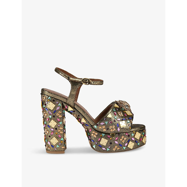 Kurt Geiger London Kensington crystal-embellished platform-heel faux-leather sandals