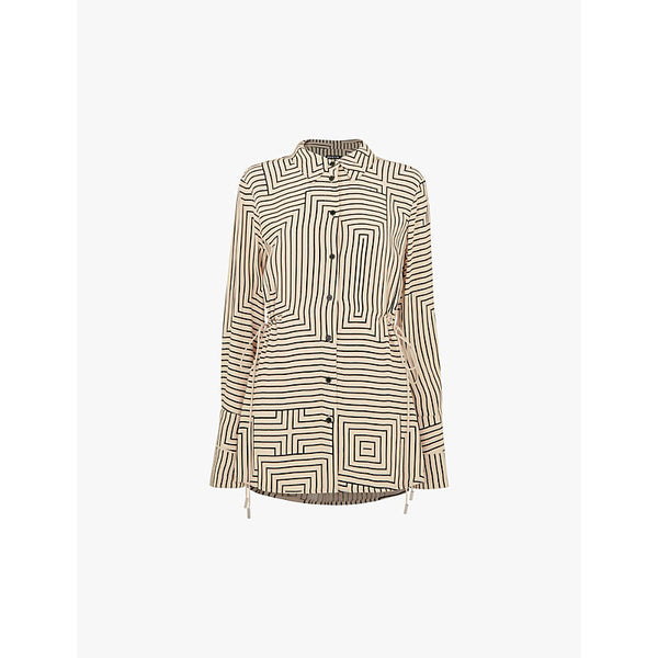 Whistles Angled-stripe side-tie woven shirt