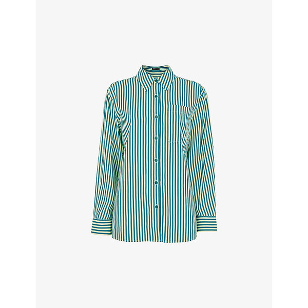 Whistles Relaxed-fit stripe-print linen-blend shirt