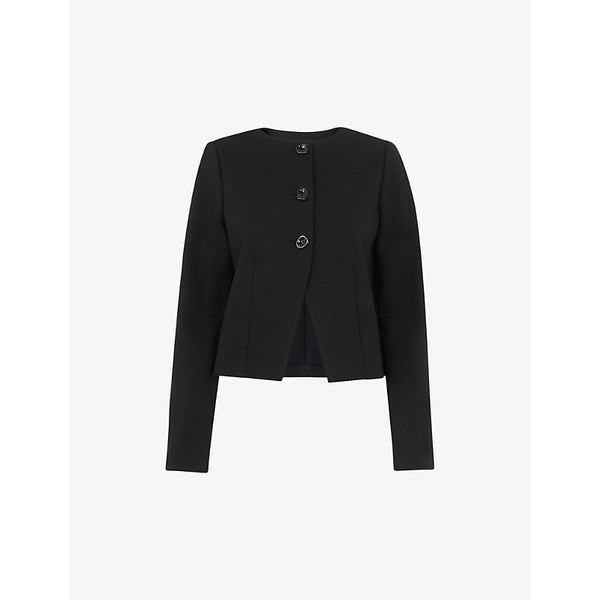 Whistles Anne padded-shoulder button-down stretch-woven jacket