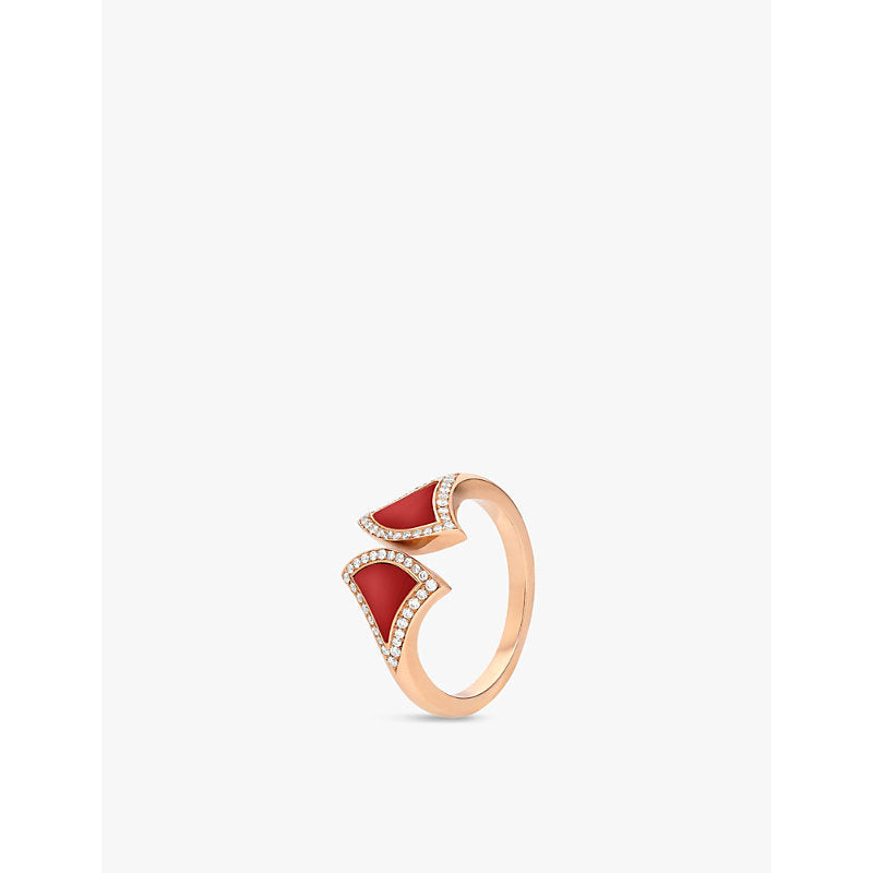 Bvlgari Divas' Dream 18ct rose-gold, carnelian and 0.17ct round brilliant-cut diamond ring