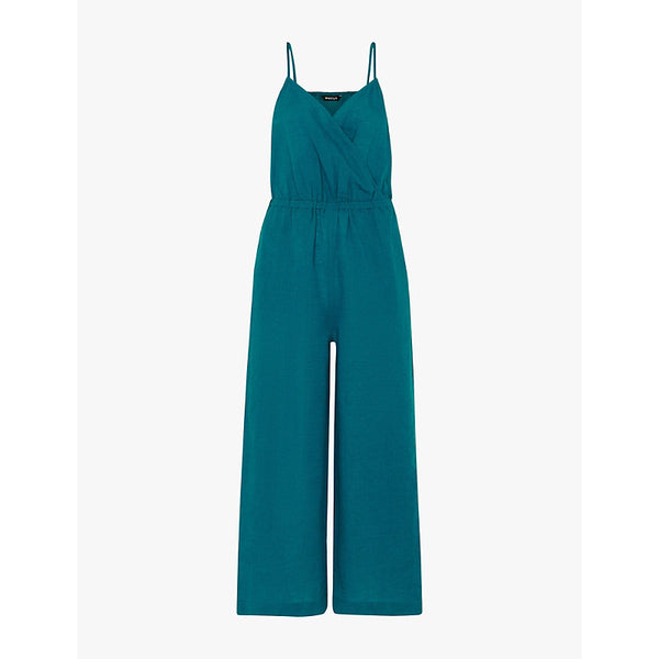 Whistles Wrap-front sleeveless linen and cotton-blend jumpsuit | WHISTLES