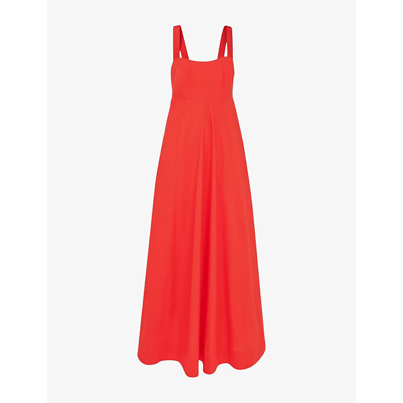 Whistles Anna square-neck sleeveless cotton maxi dress | WHISTLES