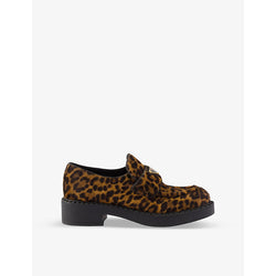 Prada Chocolate leopard-print brushed leather loafers