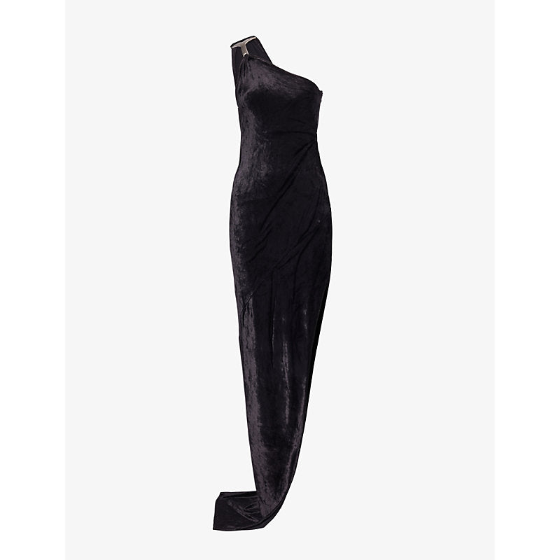 Rick Owens Lillies Hydra asymmetric velour gown | RICK OWENS LILLIES