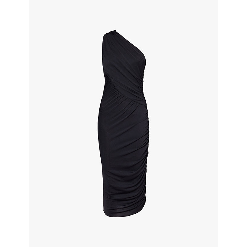 Rick Owens Lillies Amira asymmetric-draped woven midi dress | RICK OWENS LILLIES