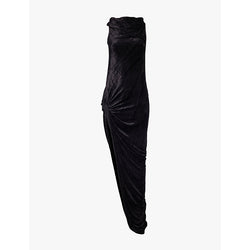 Rick Owens Lillies Lola draped asymmetric velour gown | RICK OWENS LILLIES