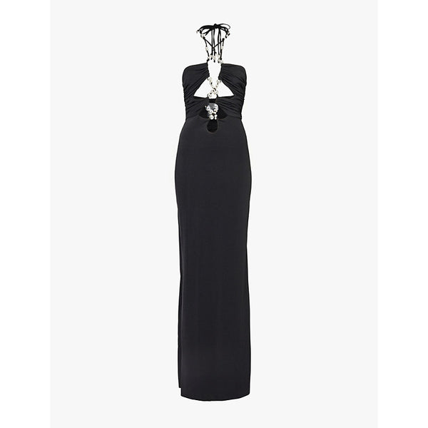 Di Petsa Bells Of Venus embellished halterneck stretch-jersey maxi dress | DI PETSA