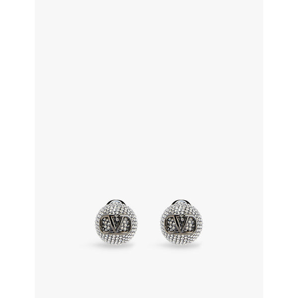  Valentino Garavani Vlogo Signature brand-plaque metal earrings