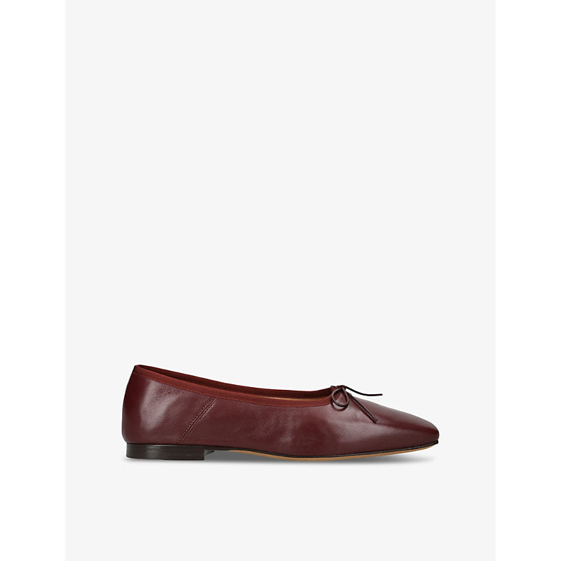 Mansur Gavriel Square-toe bow-embellished leather ballet flats | Mansur Gavriel