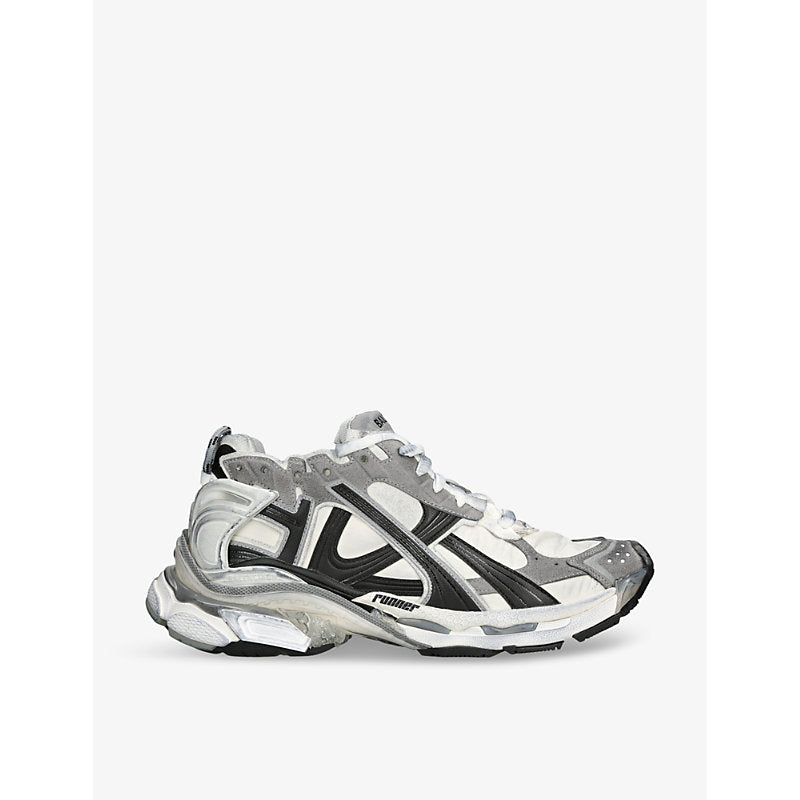 Balenciaga Runner logo-print matte mesh and faux-leather low-top trainers