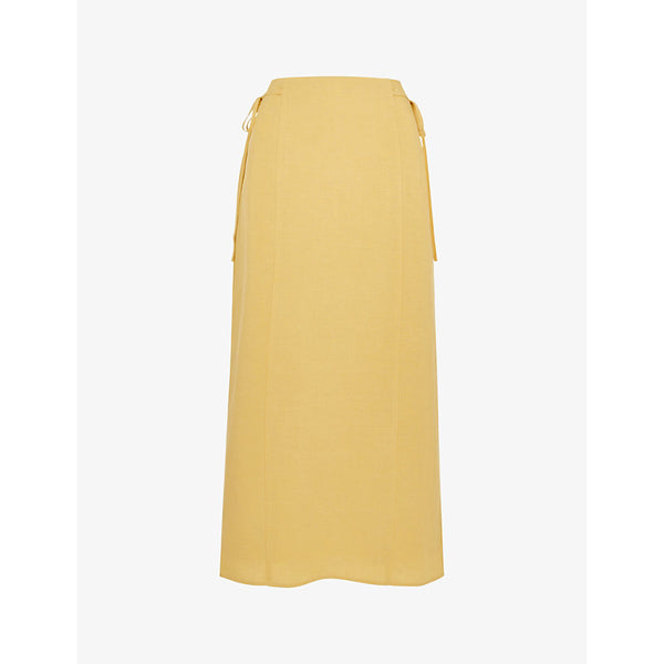 Whistles Josie side-tie high-rise woven midi skirt