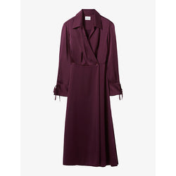 Claudie Pierlot Cross-over long-sleeve woven maxi dress | CLAUDIE PIERLOT