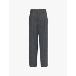  Vince Herringbone high-rise wide-leg woven trousers