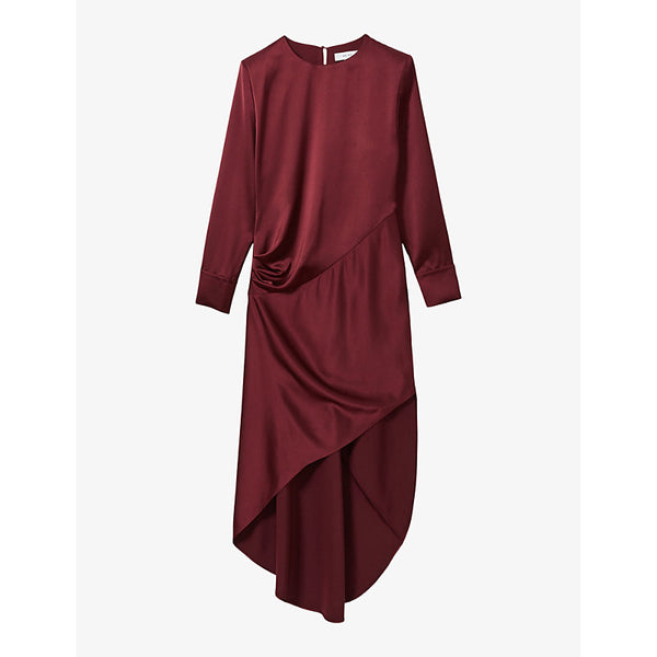 Reiss Valli asymmetric-hem satin maxi dress | REISS