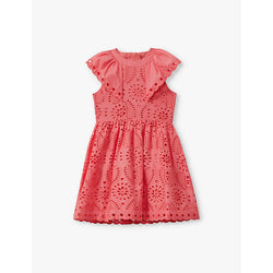 Reiss Broderie ruffle-sleeve cotton mini dress 4-14 years