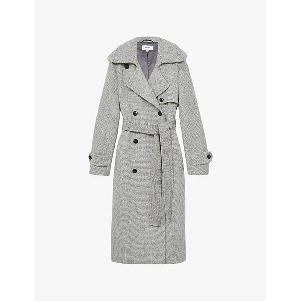 Reiss Alba check-pattern wool-blend trench coat