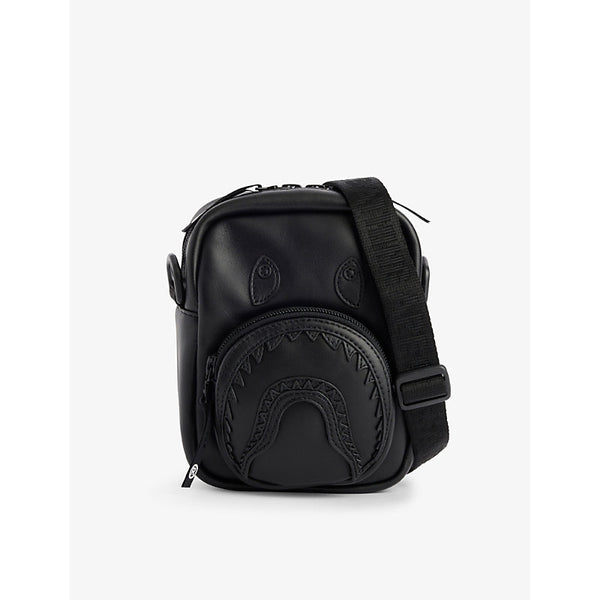 A Bathing Ape Shark embroidered leather mini cross-body bag | A Bathing Ape