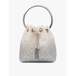  Jimmy Choo Bon Bon crystal-embellished mesh bucket bag