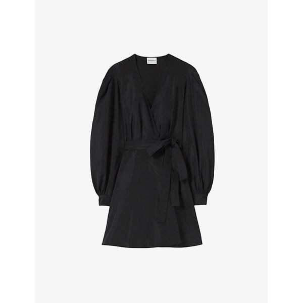 Claudie Pierlot V-neck wrap-around woven mini dress | CLAUDIE PIERLOT