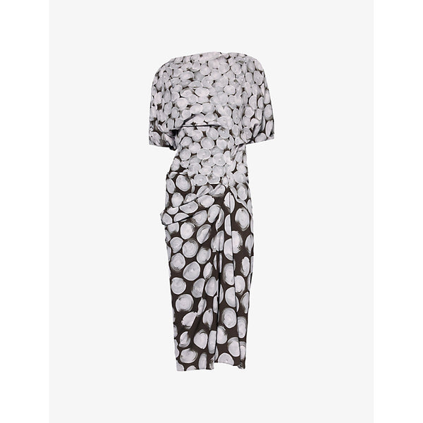 Dries Van Noten Dare graphic-print draped woven maxi dress