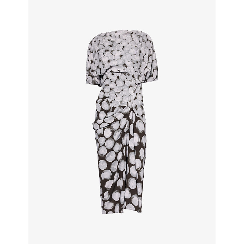 Dries Van Noten Dare graphic-print draped woven maxi dress | DRIES VAN NOTEN