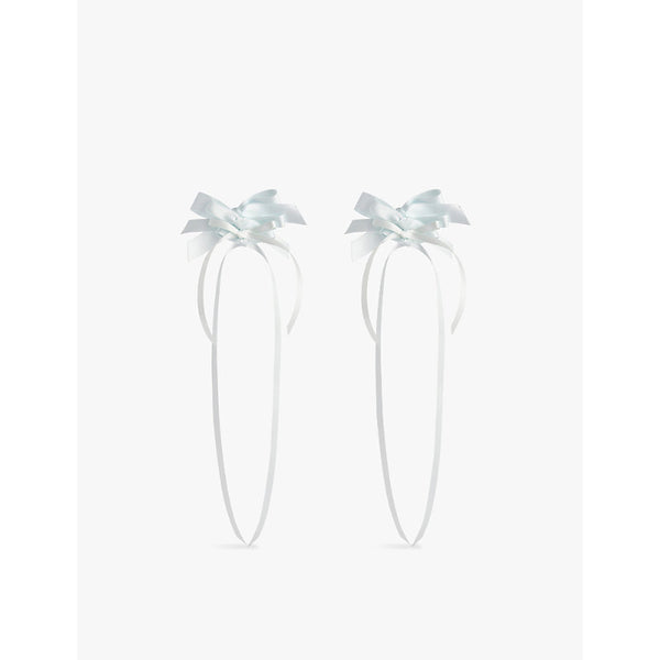  Simone Rocha Rosette bow brass and satin stud earrings