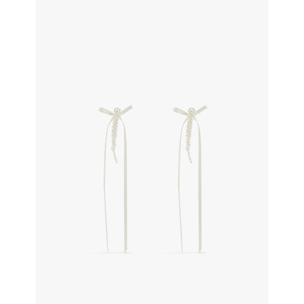  Simone Rocha Bow faux-pearl, crystal and brass earrings