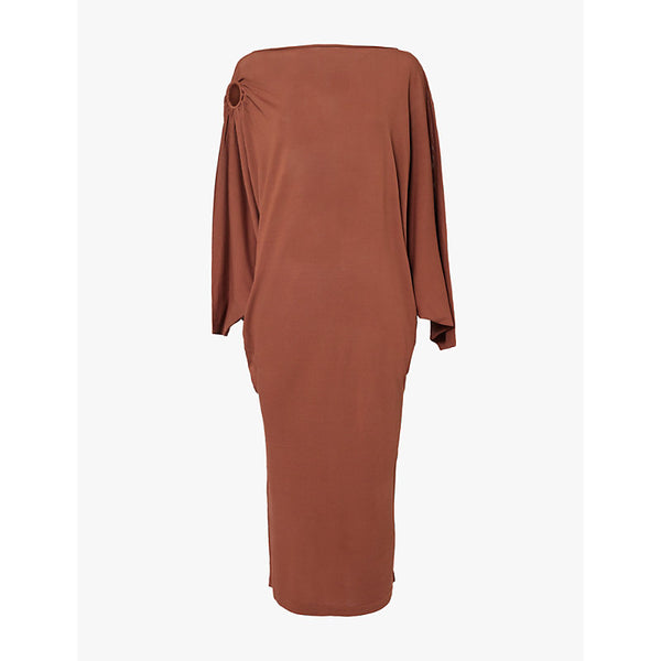  Leem Eyelet batwing stretch-knit midi dress