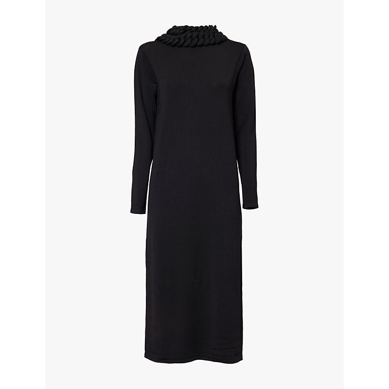  Leem Chain-embellishment long-sleeve stretch-knit midi dress