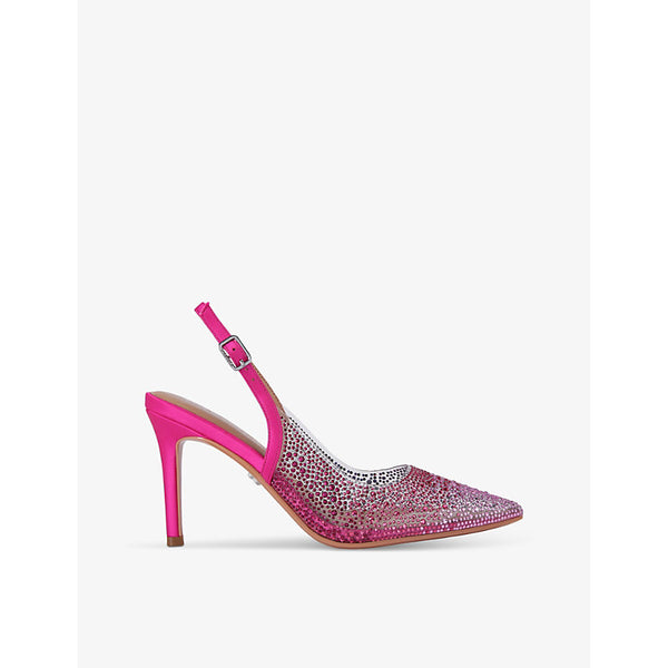 Carvela Lovebird rhinestone-embellished satin slingback courts