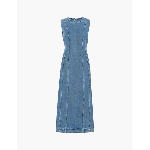 Whistles Slim-fit sleeveless denim midi dress | WHISTLES