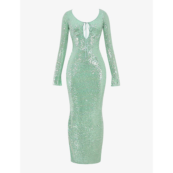 House Of Cb Titania sequin-embellished slim-fit stretch-woven maxi gown