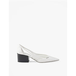 Prada Cut-out heeled brushed leather pumps