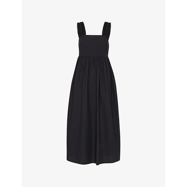 Whistles Ruffle-strap square-neck cotton midi dress