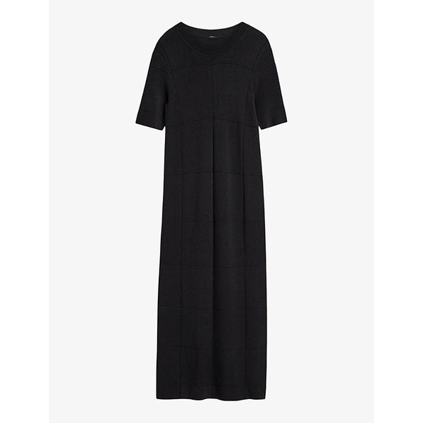 Joseph Grid round-neck short-sleeve knitted maxi dress